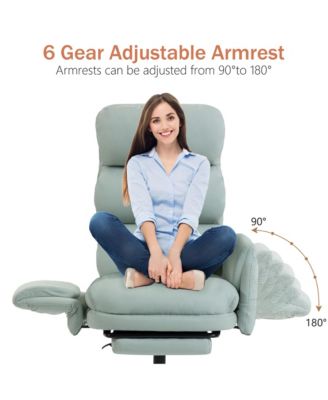 PU Leather Cross-legged Office Chair with Flip-up Arms and Headrest, High-Back Ergonomic Executive Chair with Footrest and Side Pockets