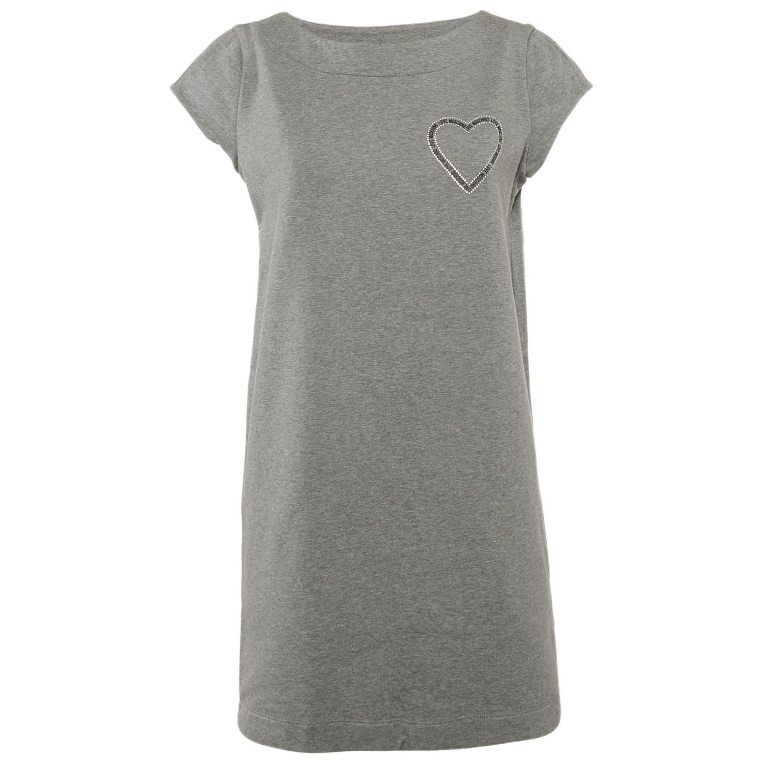 Women's Grey Logo Embellished Cotton Knit Mini Dress