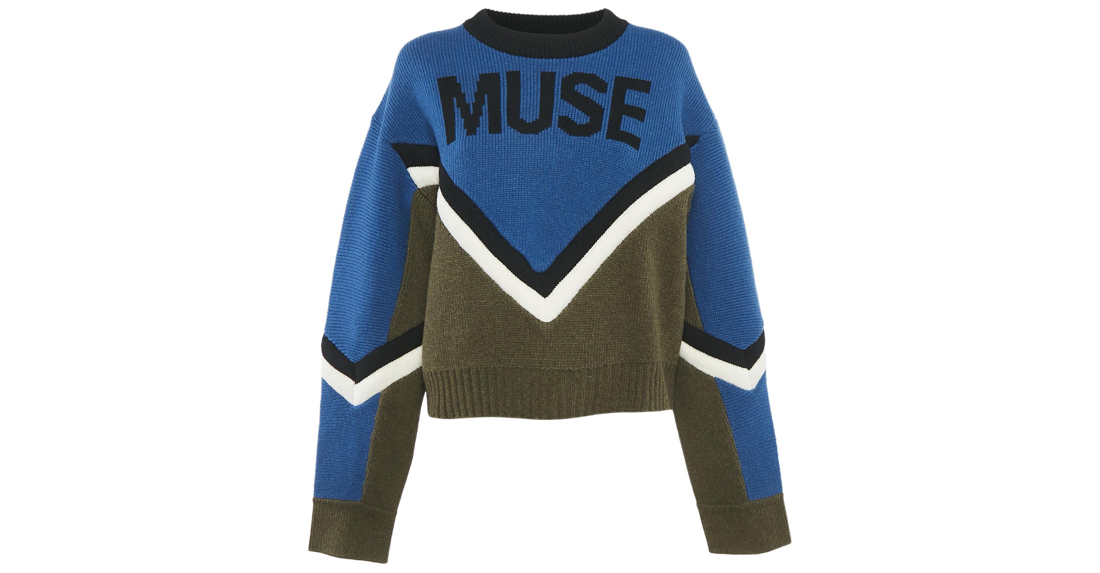 Pre-Owned Zadig & Voltaire Women's Blue/green Muse Intarsia Rib Knit Sweater