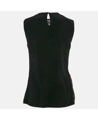 Women's Brown Leopard Print Silk Sleeveless Top