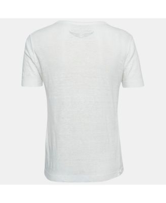 Women's White Linen Knit V-Neck Wassa Top