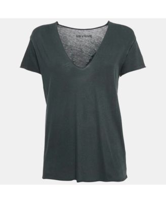 Women's Cotton Knit V-Neck Story Fishnet Top