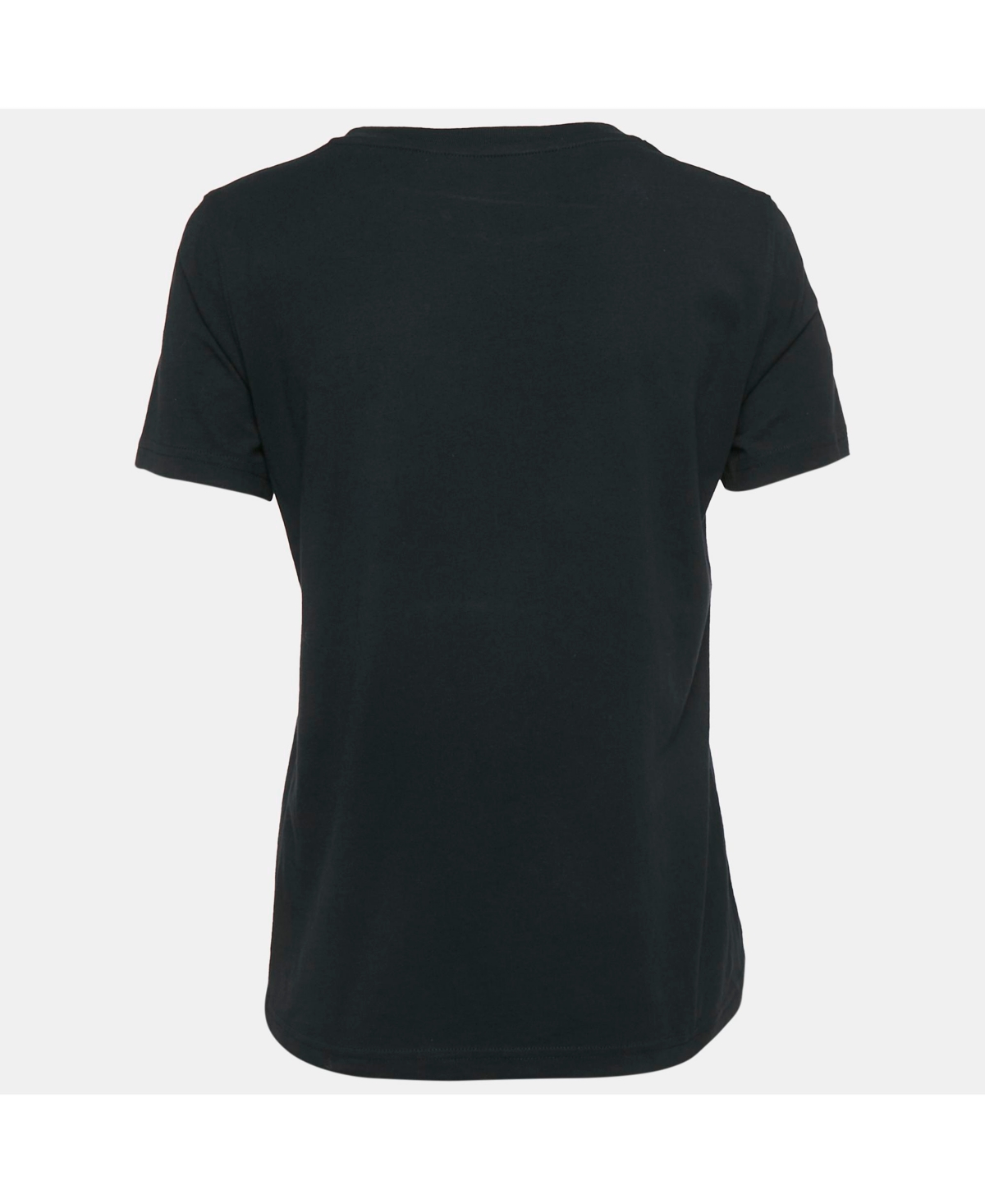 Pre-Owned Moschino Women's Couture Black Logo Embroidered Cotton Knit T-Shirt