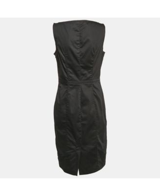 Women's Black Cotton Metal Embellished Short Dress