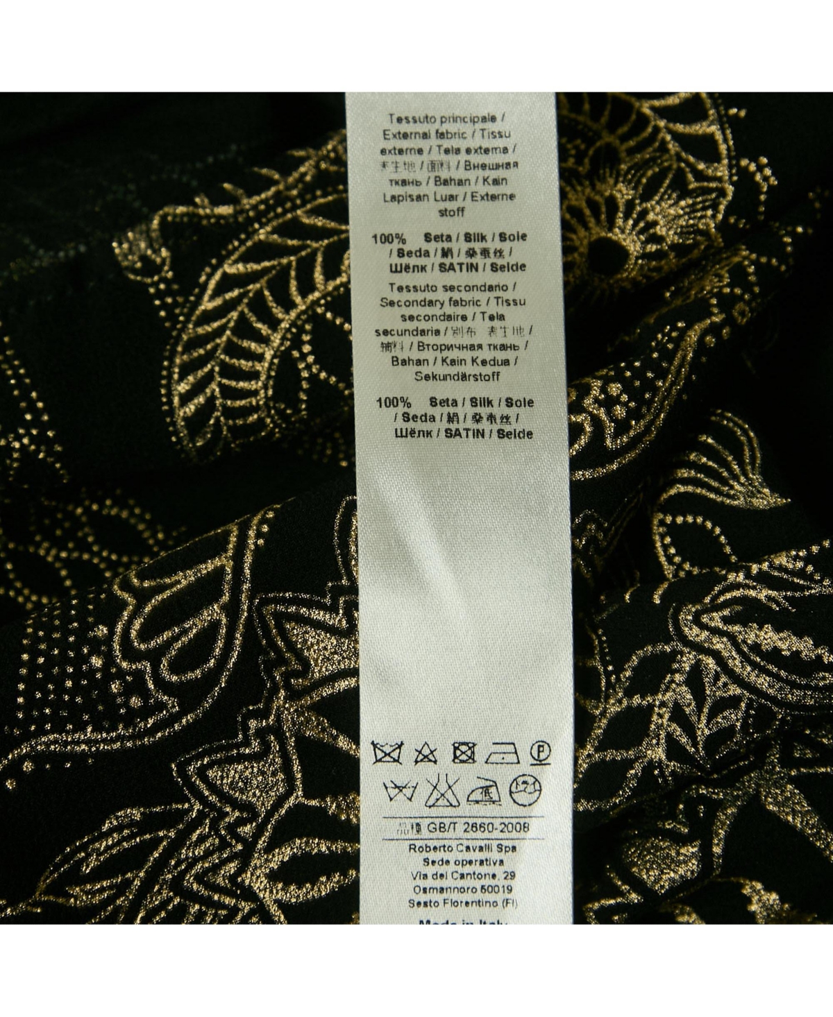 Pre-Owned Roberto Cavalli Women's Black Painted Silk A-Line Blouse