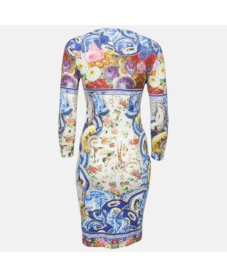 Women's Multicolor Printed Jersey Round Neck Short Dress