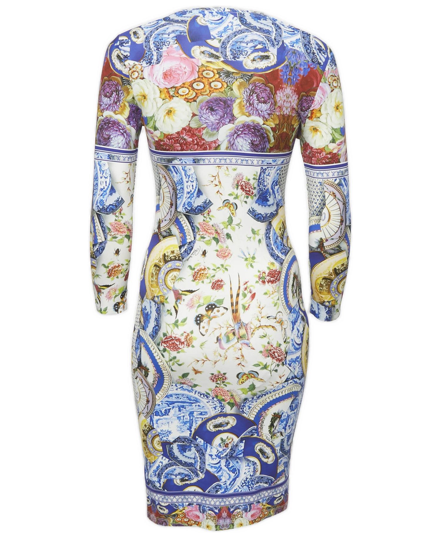 Women's Multicolor Printed Jersey Round Neck Short Dress