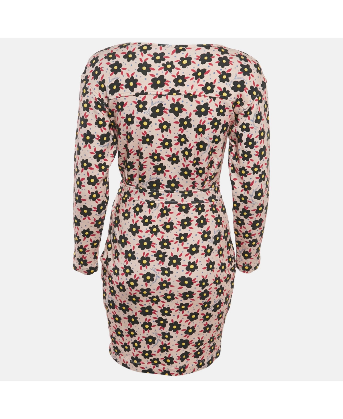 Pre-Owned Love Moschino Women's Pink Floral Print Cotton Jersey Mini Dress