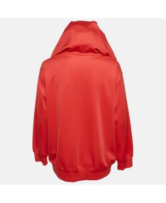 Women's Red Logo Print Jersey Zip-Up Hoodie