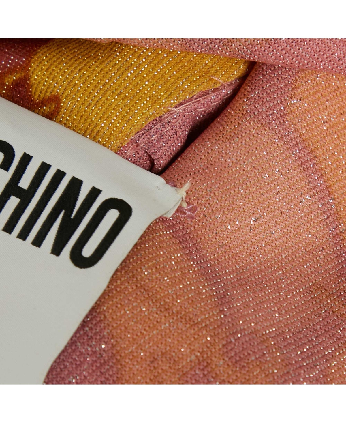 Pre-Owned Moschino Women's Couture Pink Printed Lurex Jersey Sequin Trim Jumpsuit