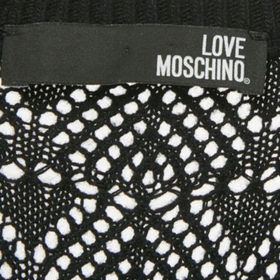 Women's Black Patterned Knit Heart Patch Detail Sweater
