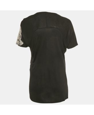 Women's Black Printed Stud Detail Jersey T-Shirt