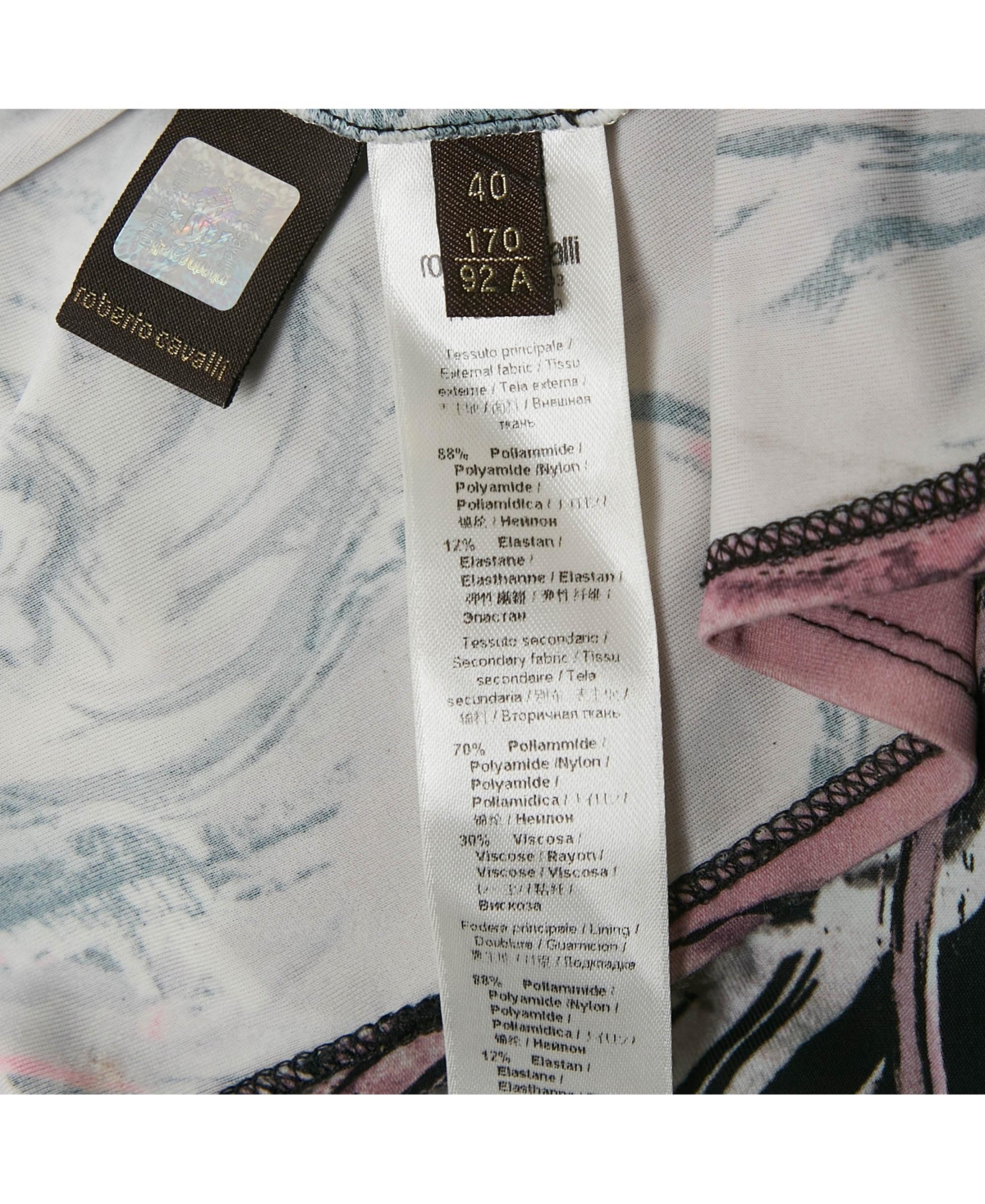 Pre-Owned Roberto Cavalli Women's Black /white Animal Print Lace Detail Jersey Maxi Dress