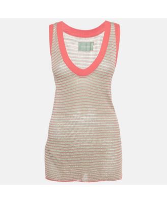 Women's Blue/pink Lurex Joss Fishnet Tank Top