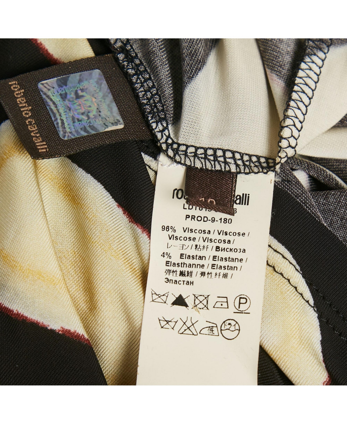 Pre-Owned Roberto Cavalli Women's Printed Jersey Brooch Detail Halter Neck Top