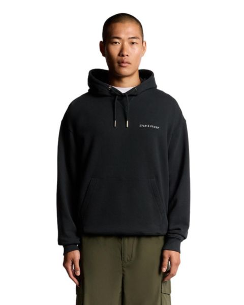 Мужское худи Lyle & Scott Script Brushback Pullover, цвет: Тёмный тёмно-синий