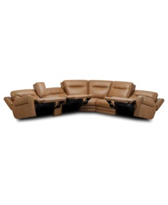 Alexandre Leather 6-Pc. Sectional with 3 Power Motion Recliners and 1 Console, Exclusively at Macy's