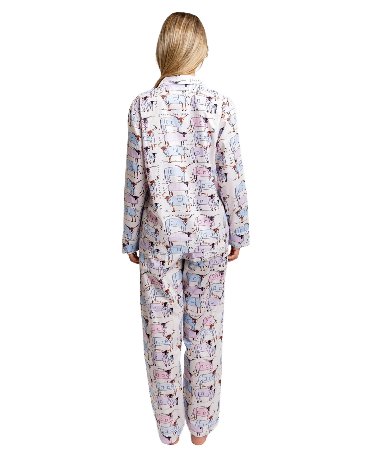 Sant and Abel Women's Organic Cotton Poplin Button Down Long Sleeve Pajama Set