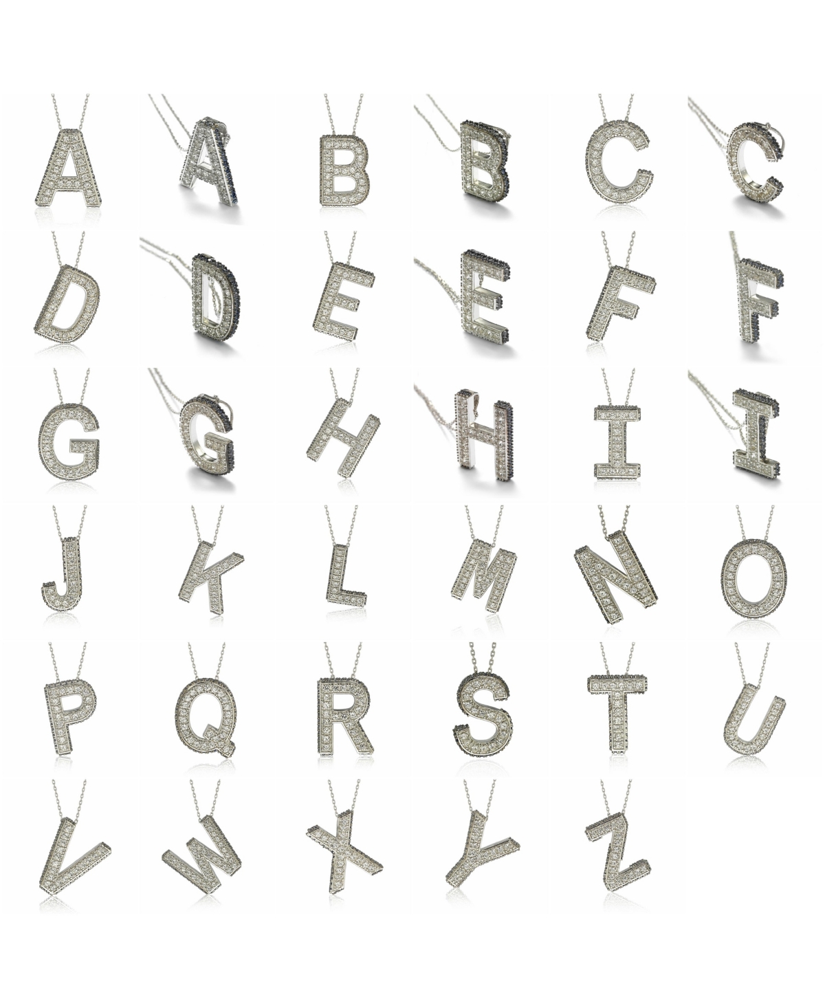 Suzy Levian Sterling Silver Sapphire 3-d Letter "F" Initial Pendant