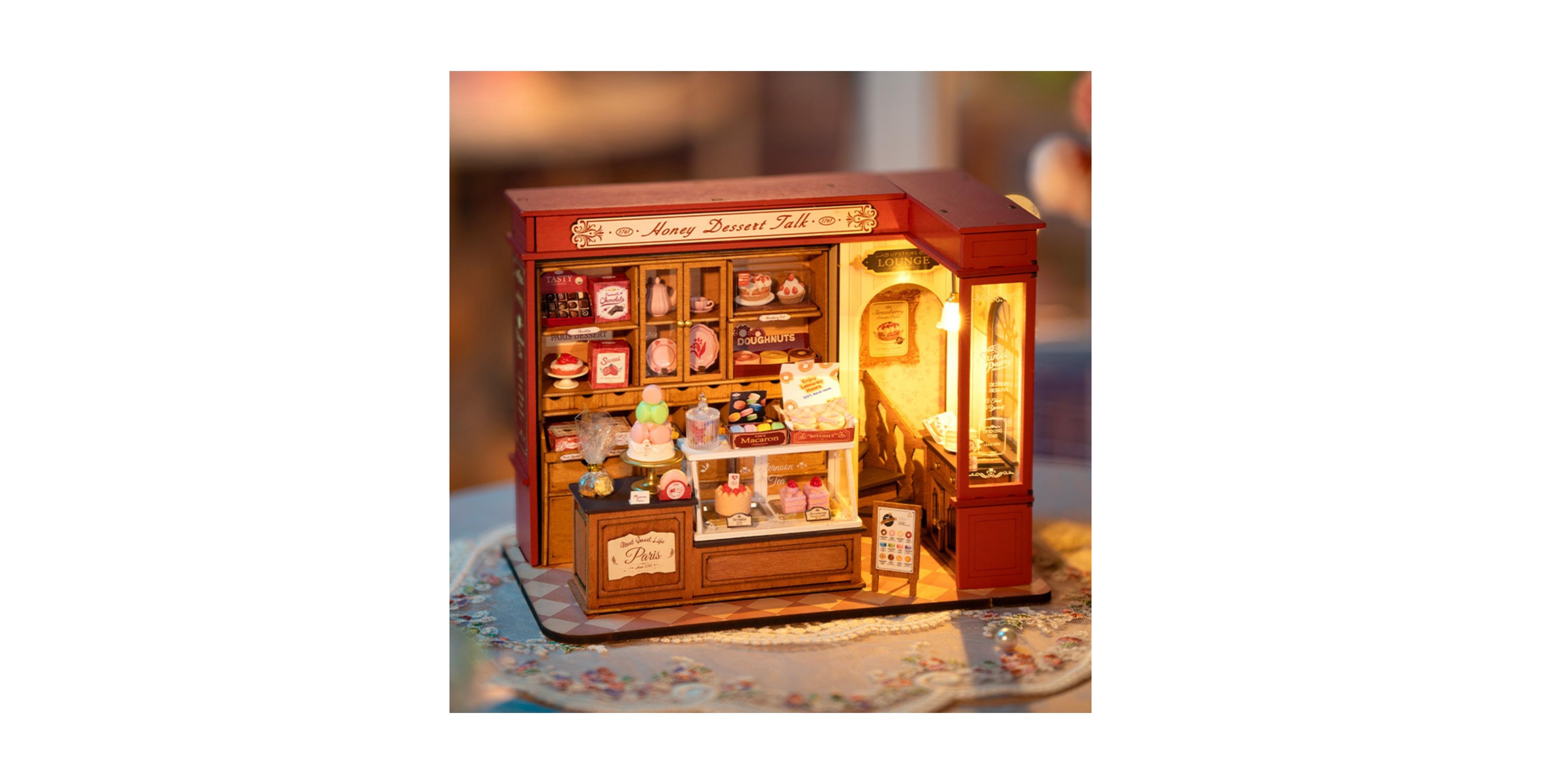 Robotime 3D Puzzles Honey Dessert Talk Shop Diy Miniature House Kit Birthday Gifts
