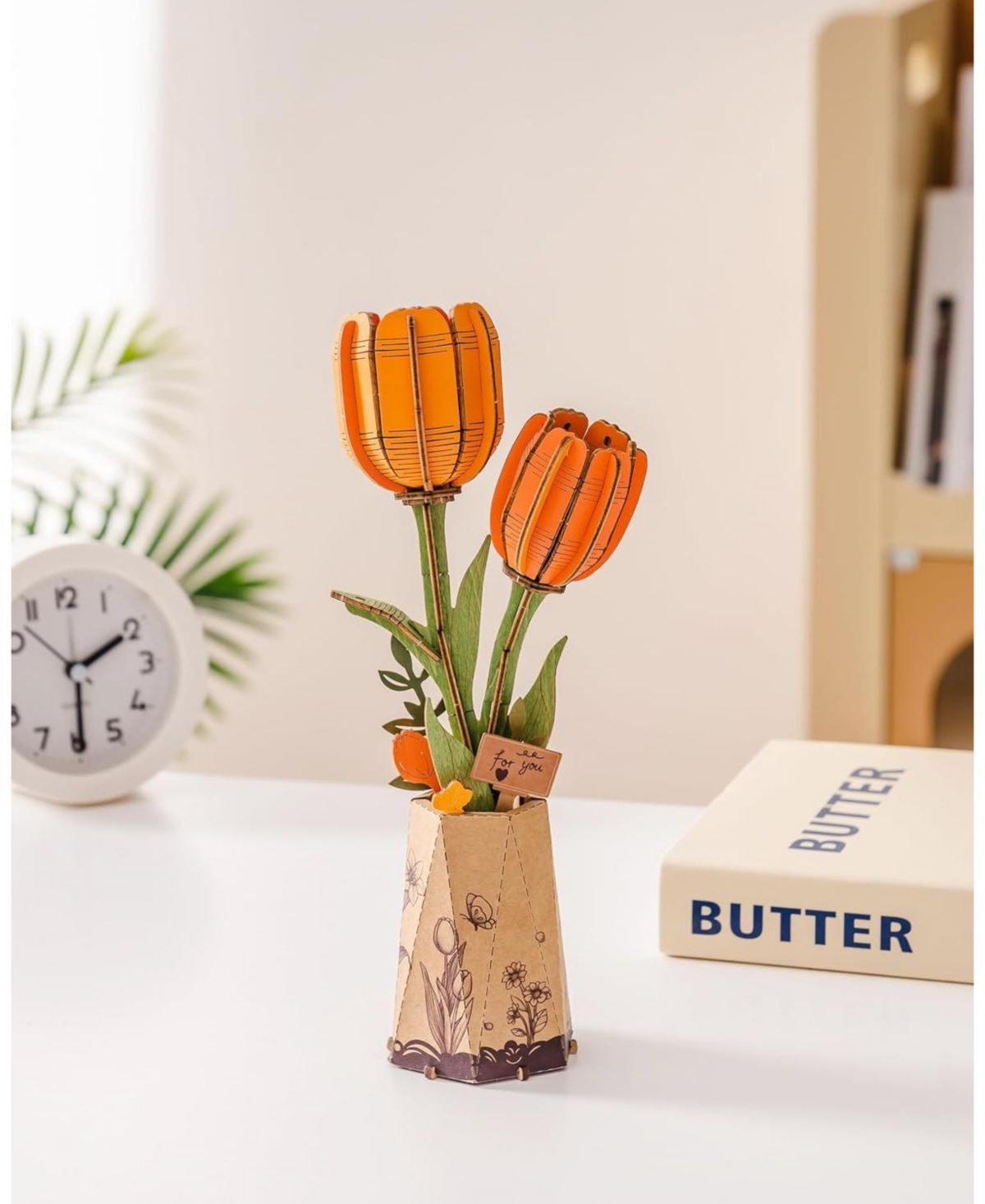 Robotime 3D Puzzles Tulip Diy Model Building Kits Artificial Flower Toys for Thanksgiving Mother's Valentine's Day
