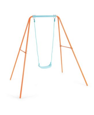 Outdoor Kids Swing Set with Heavy Duty Metal A Frame, U Shape PE Seat ...