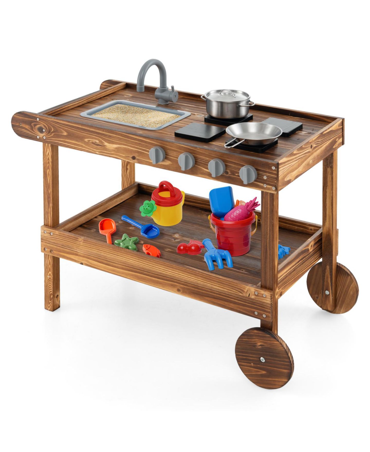 Детская игрушка SKONYON Outdoor Movable Mud Kitchen, Ages 3+, цвет: Коричневый — фото 9
