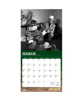 John Wayne OFFICIAL | 2026 12 x 24 Inch (Hanging) Monthly Square Wall Calendar | Foil Stamped Cover | Plastic-Free