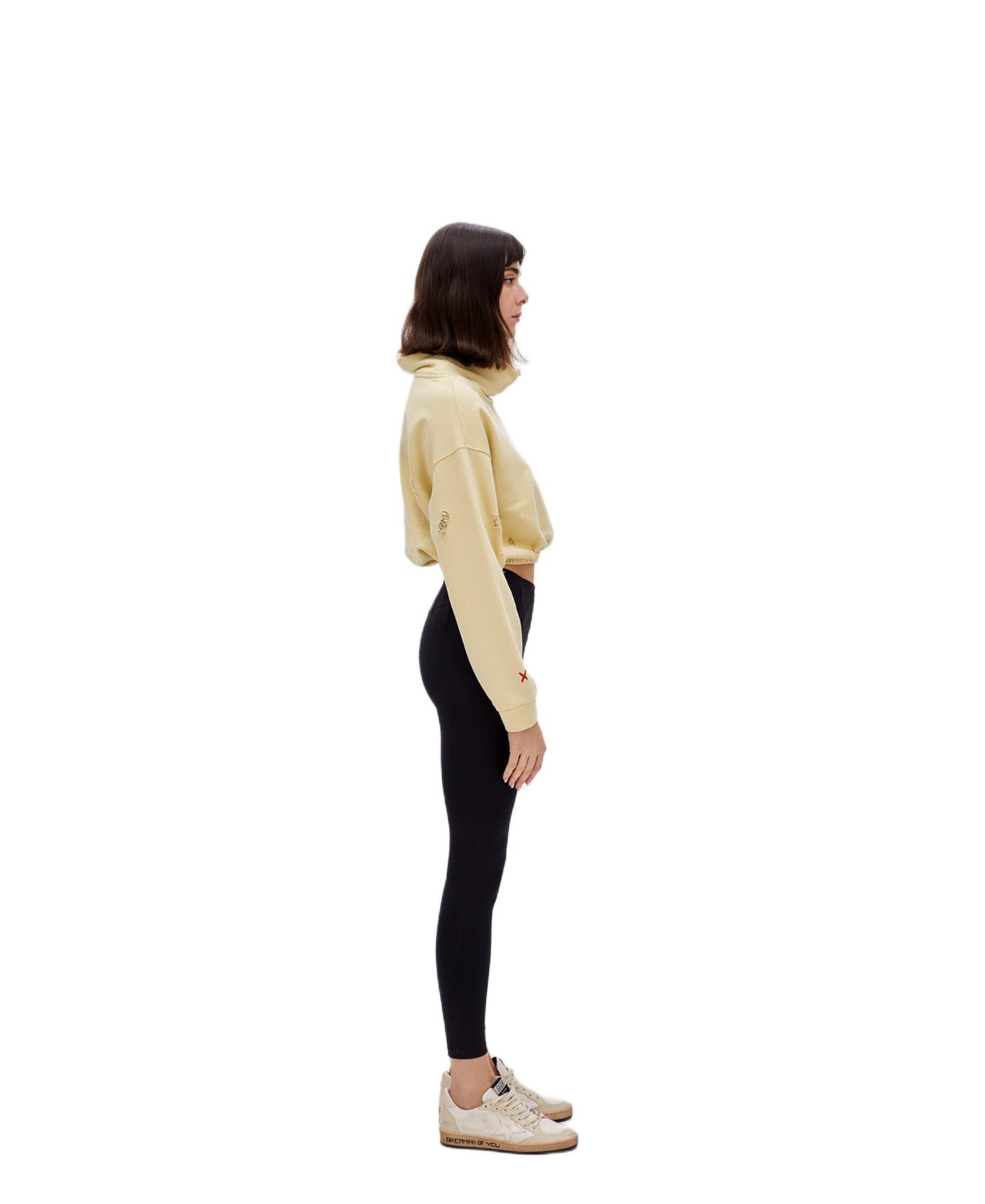 Женский топ PCFG Cotton Destroyed High Neck Sweat, цвет: Бежевый — фото 3