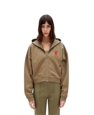 Women's Cotton Destroyed Zip Up Hoodie