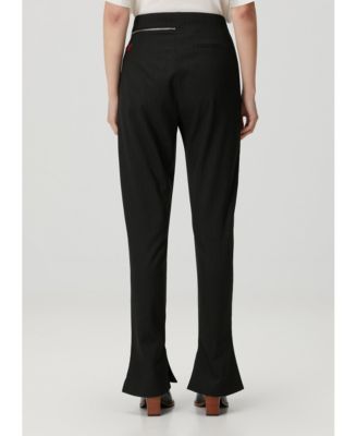 Women's Striped Zip Detail Skinny Flare Pants