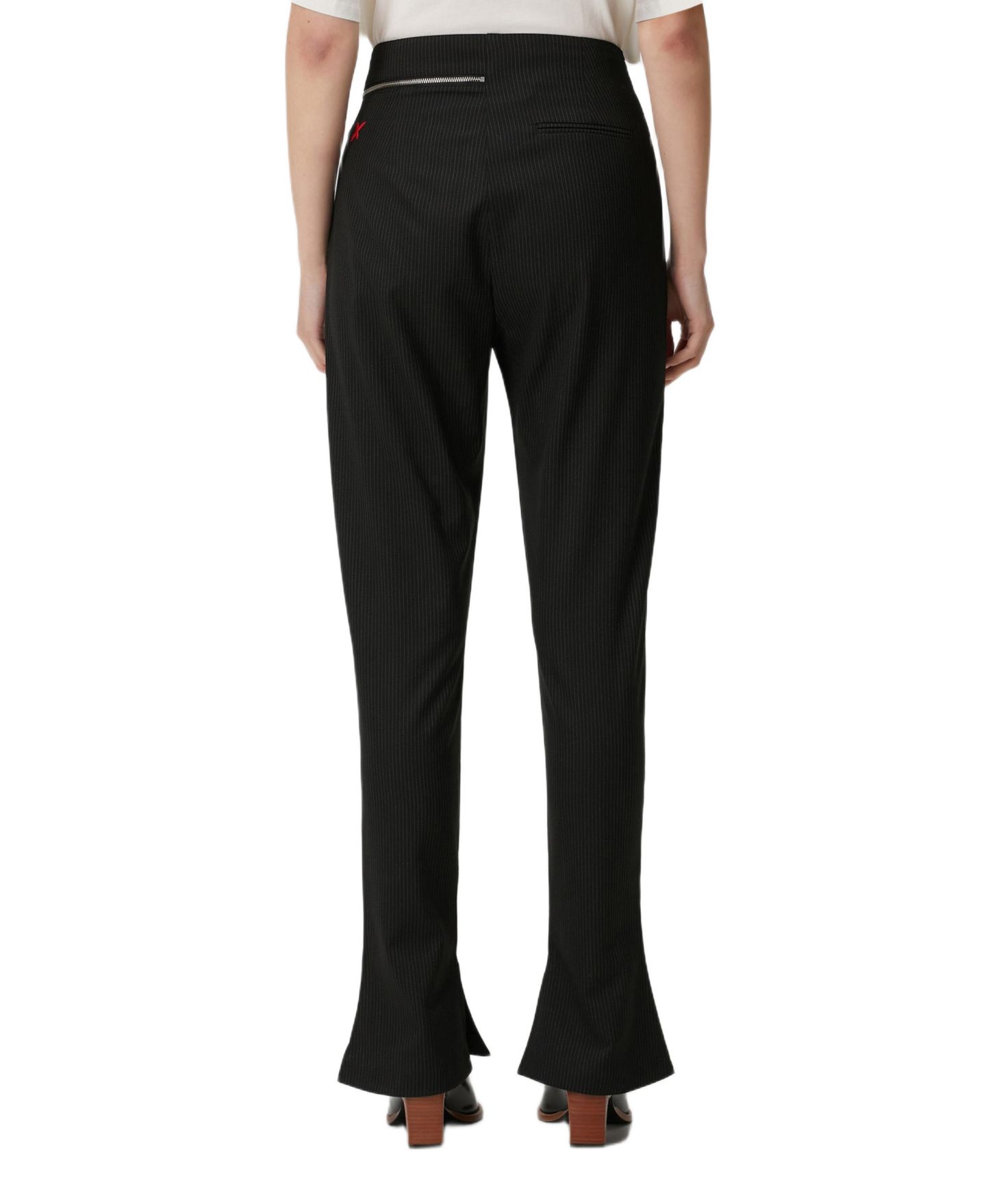 Женские брюки PCFG Striped Zip Detail Skinny Flare, цвет: Чёрный — фото 2