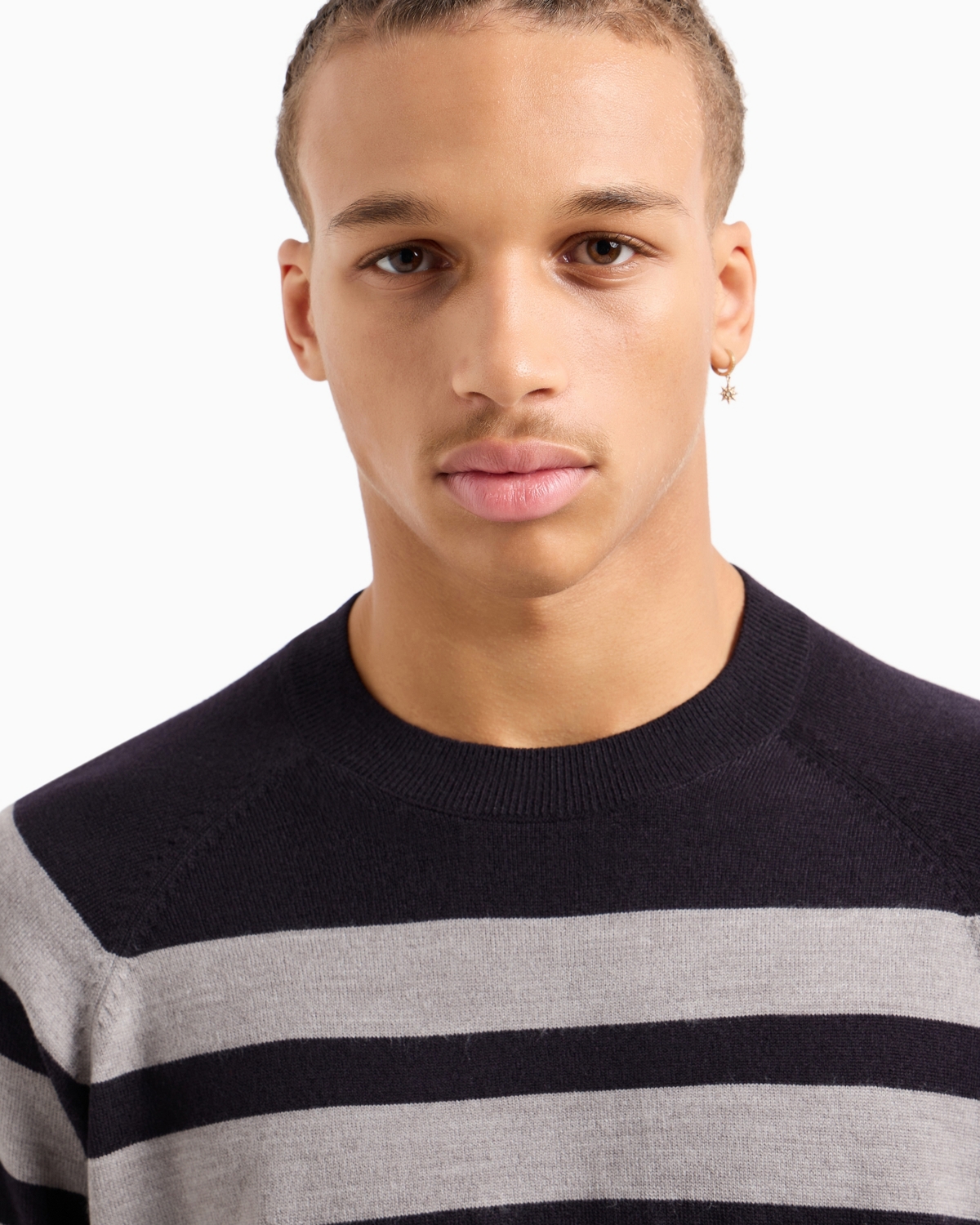 A|X Armani Exchange Men's Wool-Blend Mix Horizontal Color Blocked Sweater