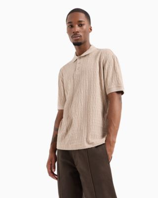 Men's Allover Textural Logo Polo Shirt