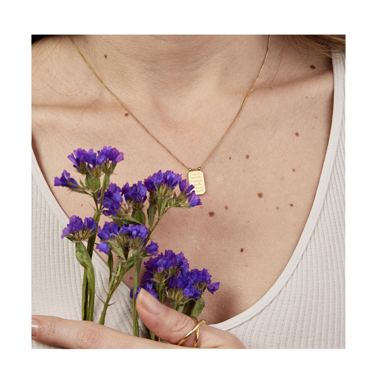 Mantra Kind Heart Fierce Mind Brave Spirit Note To Self Necklace Yellow Gold