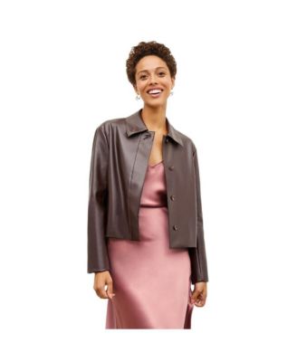 Women's Nicky Faux Leather Cropped Jacket with Back Pleat