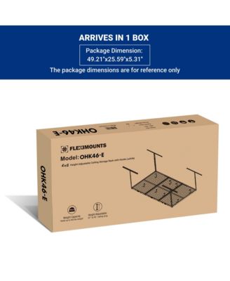 OHK Series Ceiling Mounted Overhead Garage Storage Rack, White — 48" X 72"