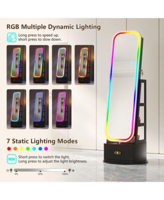 360&deg; Swivel Jewelry Cabinet with RGB Lights and Full-Length Mirror