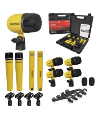 Drum Microphone Kit 9Pc All Metal Drummer Mics Tom/Snare Cymbals Wired Instrument Drums Set