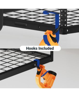 OHK Series Ceiling Mounted Overhead Garage Storage Rack, Black — 48" X 72"