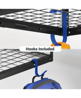 OHK Series Ceiling Mounted Overhead Garage Storage Rack, Black — 48" X 96"