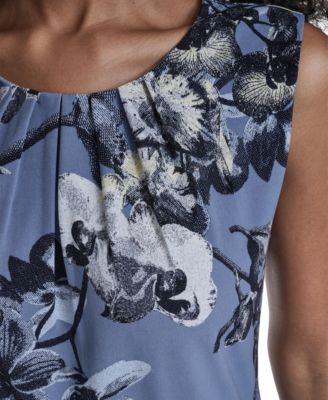 Women's Printed Sleeveless Pleated Top