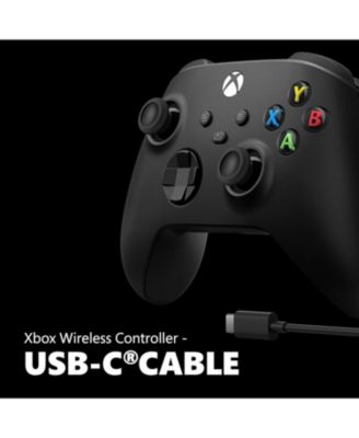 Xbox Wireless Controller + USB-C Cable with MightySkins Custom Skin Code Bundle - Carbon Black
