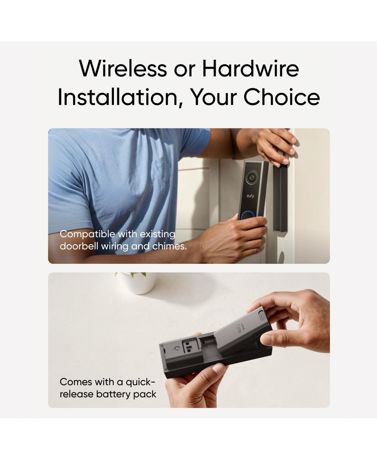 eufy C31 Smart Wi-Fi 2K Wired or Wireless Video Doorbell with 24/7 Recording and No Monthly Fees