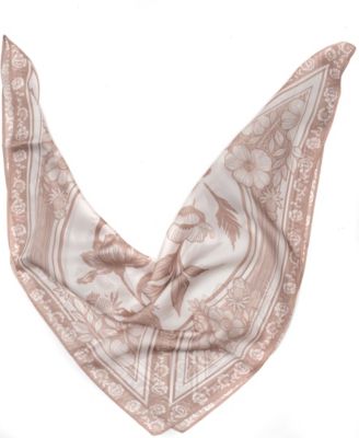 Woodcut Floral Square Scarf