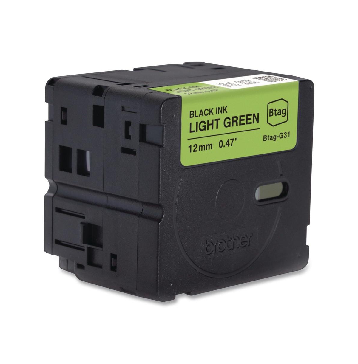 Brother P-Touch BtagG31 0.47 in. x 13.1 ft. Genuine P-Touch BTAG Label Tapes - Black on Light Green