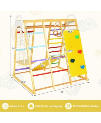 8-in-1 Jungle Gym Playset, Wooden Climber Play Set with Monkey Bars