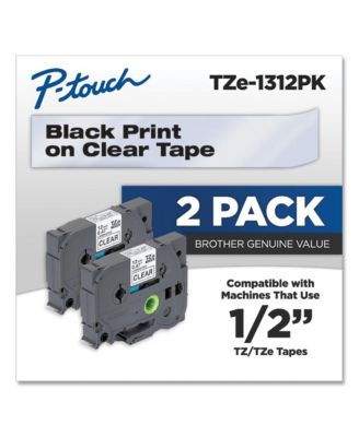 TZE1312PK Tze Standard Adhesive 0.47 in. x 26.2 ft. Laminated Labeling Tapes - Black On Clear (2/Pack