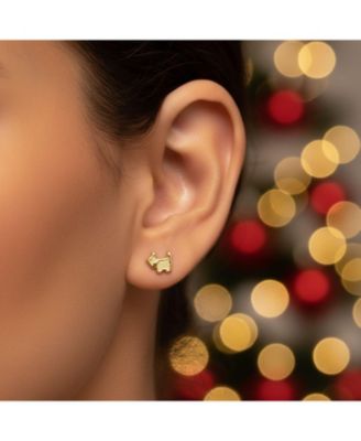 Tiny BFF Animal Lover Pet Dog Maltese Yorkie Schnauzer Terrier 1 Piece Stud Earring Cartilage Ear Lobe 10K Yellow Gold Screw back Post