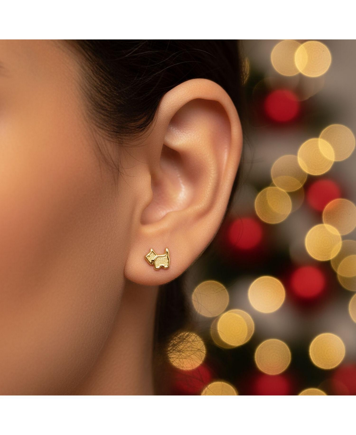 Bling Jewelry Tiny Bff Animal Lover Pet Dog Maltese Yorkie Schnauzer Terrier 1 Piece Stud Earring Cartilage Ear Lobe 10K Yellow Gold Screw back Post